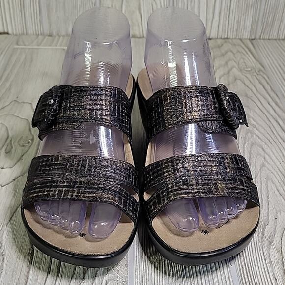 Abeo Biosystem Dorin Leather Dark Brown Shimmer Sandals Womens Size 7 - Picture 3 of 11